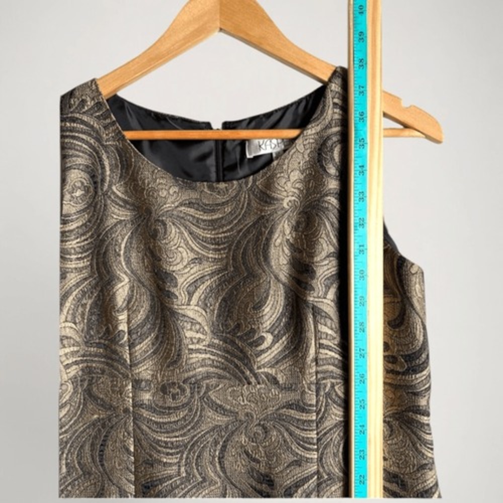 Kasper Womens Metallic Gold Brocade Sheath Dress Size 8P Holiday Festive Glam - Picture 4 of 14